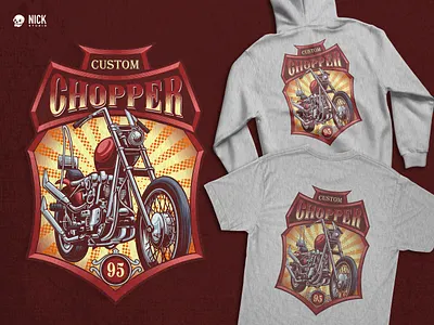 Custom Chopper apparel design automotive automotive illustration biker tshirt branding design chopper chopper bike classic motorcycle custom made hand drawing merchandise motorcycle illustration motorcycle tshirt retro badge rider tshirt tshirt design vintage automotive vintage badge vintage bike