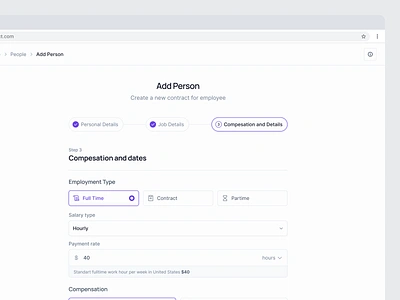 UnifiedHR → Add Employee dashboard employee form hr hr dashboard modal popover product design radio button