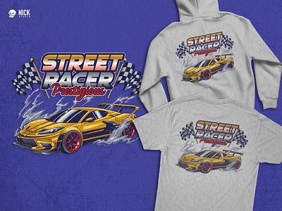 Street Racer Prestigious apparel design automotive automotive illustration biker tshirt branding design car poster custom made hand drawing merchandise modern automotive modern car motorcycle illustration motorcycle tshirt nissan nissan gtr racing car sport caar tshirt design