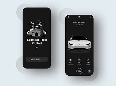 Tesla Car app UI app design graphic design illustration logo ui ux