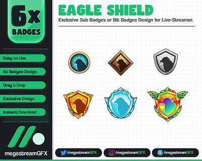 Eagle Shield Sub Badges or Bit Badges | Badges for Twitch shield badge