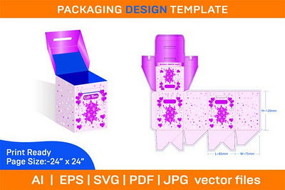 Gift Box or Cosmetics Box Packaging Design box box die cut branding design dieline illustration packaging packaging design ui vector