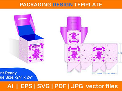 Gift Box or Cosmetics Box Packaging Design box box die cut branding design dieline illustration packaging packaging design ui vector