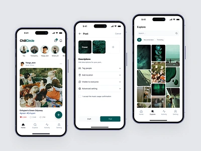ChillCircle - Social Media Mobile App branding graphic design mobile socialmedia ui