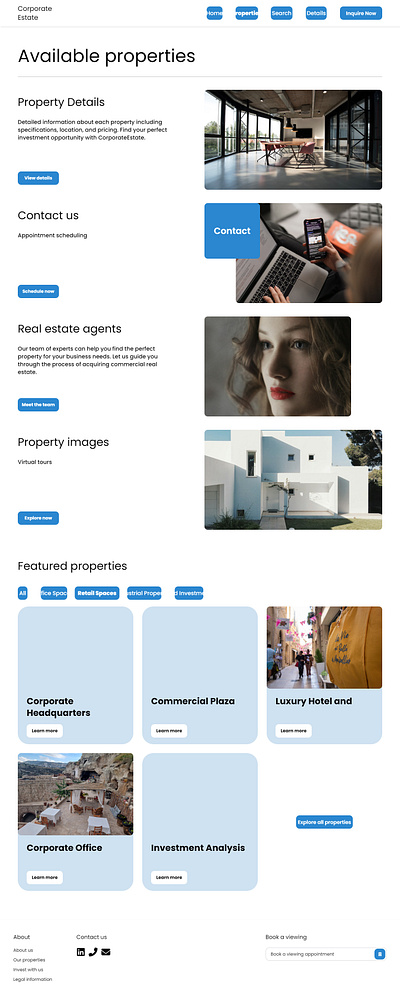 Corporate Real Estate Business UI Design corporate real estate solutions corporate real estate ui digital workspace intuitive navigation modern ui design professional uiux property management interface real estate dashboard real estate tech ui ui design portfolio user experience design