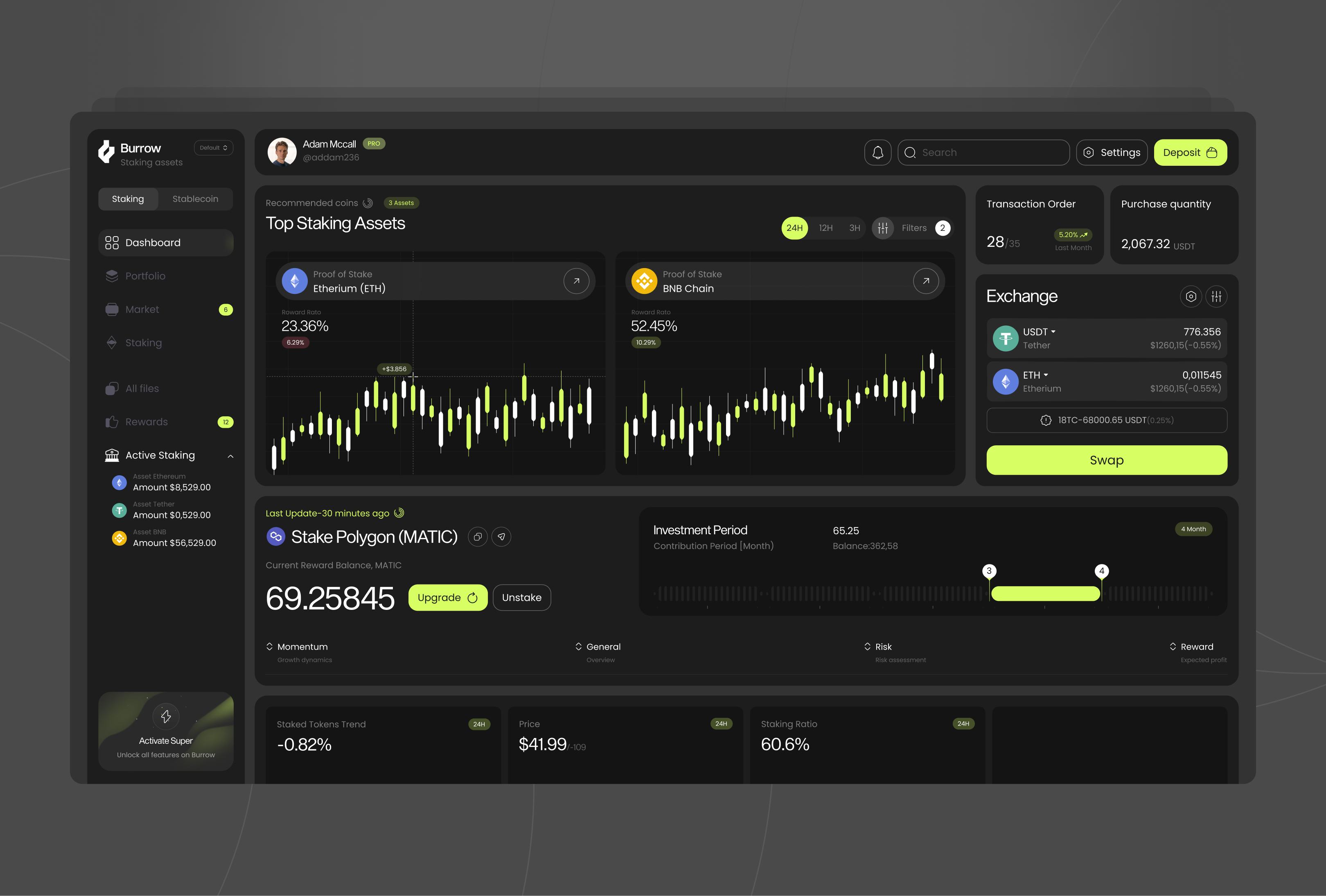 Burrow | Crypto Dashboard by Awsmd on Dribbble