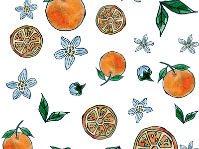 Seamless fruit pattern blanket fabric fresh fruit hand drawn illustration juice orange oranges pattern seamless seamless pattern textile wallpaper watercolor wrapping