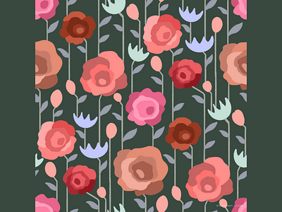 Roses floral pattern repeat textile