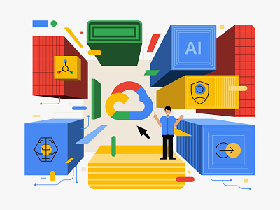 Google Cloud architecture artificial branding calendar cloud design digital drive editorial google icon illustration indonesia logo machine learning network perspective ui vector