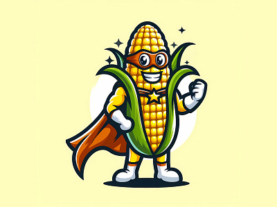 Corn Hero Logo Vector Illustration app baby branding corn design farming funny graphic design illustration kids logo modern toys ui vector