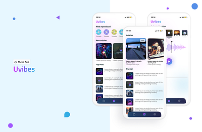 Uvibes - Music App Ui Design app ui design design figma ganna graphic design illustration music app music player app design music player ui spotify ui ui design uvibes music app ui design web design