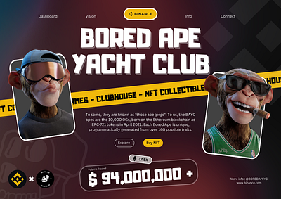 BINANCE X BORED APE YACHT CLUB graphic design ui