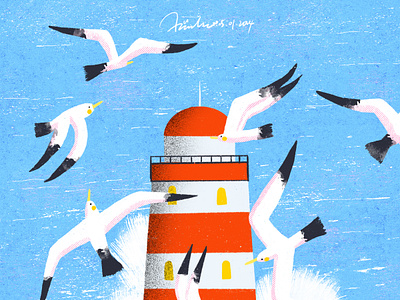 Lighthouse art artwork bird digital art digital illustration drawing illustration lighthouse ocean procreate