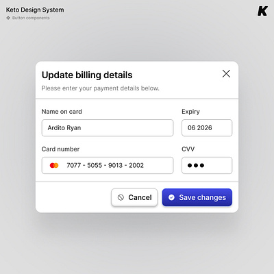 Update Billing Details - Light Mode billing billing details billing form billing update button component button variant form form component form variant forms light mode form simple billing simple billing form simple form