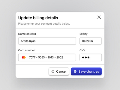 Update Billing Details - Light Mode billing billing details billing form billing update button component button variant form form component form variant forms light mode form simple billing simple billing form simple form