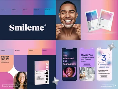 Smileme Whitening Strips Visual Brand Identity brand branding social media color palette graphic design guidelines identity logo oral care packaging design stories teeth whitening ui ux