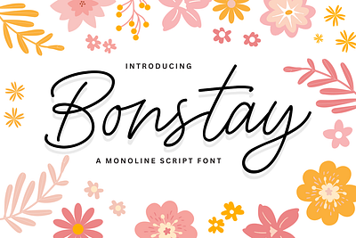 Bonstay - A Monoline Script Font signature