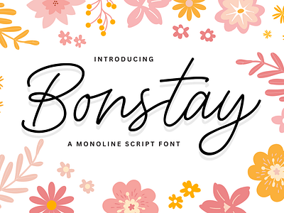 Bonstay - A Monoline Script Font signature