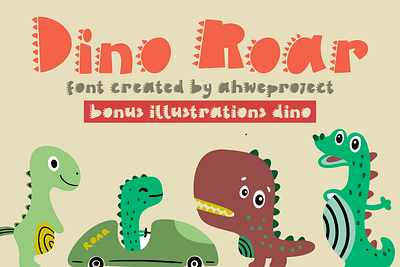 Dino Roar - Display Font with Illustrations cute font