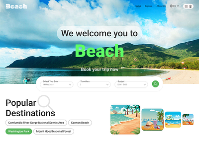 Explore tourist destinations - Website ui