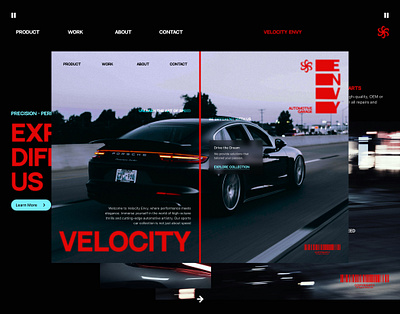 Velocity Envy - Car Automotive Garage art brand identity branding brutalism car dark design figma garage graphic design illustration landing page minimalism modern typography ui ui ux ux web web design