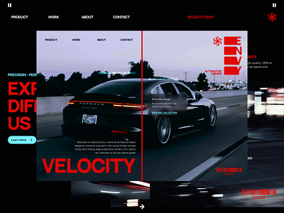 Velocity Envy - Car Automotive Garage art brand identity branding brutalism car dark design figma garage graphic design illustration landing page minimalism modern typography ui ui ux ux web web design