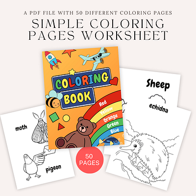 Simple Coloring Pages Worksheet for Kids