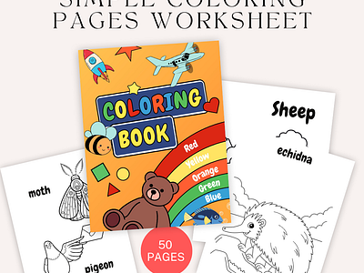 Simple Coloring Pages Worksheet for Kids