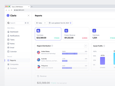 Clario - CRM Platform barly clean crm dashboard design designer marketing ui ui8 uidesign unpixel ux uxdesign web app web design website