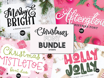 CHRISTMAS FONT BUNDLE - 4 hand-lettered Christmas Fonts editable template