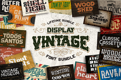 The Display Vintage Font Bundle - Best Seller Collection editable template