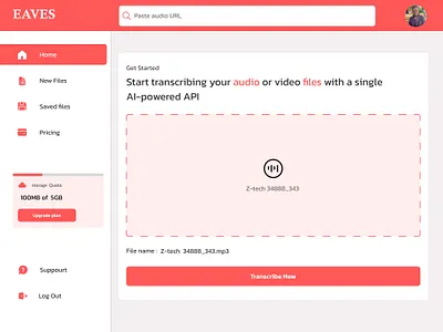 AI powered transcribing web app with sentimental analysis ai audio video transcription sentimental analysis transcribing app ui