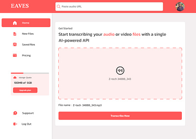 AI powered transcribing web app with sentimental analysis ai audio video transcription sentimental analysis transcribing app ui