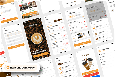 Haffee - Online Coffee Shop IOS App UI Kit app coffeshop figma marketplace mobileapp onlineshop template ui uikit uiux ux