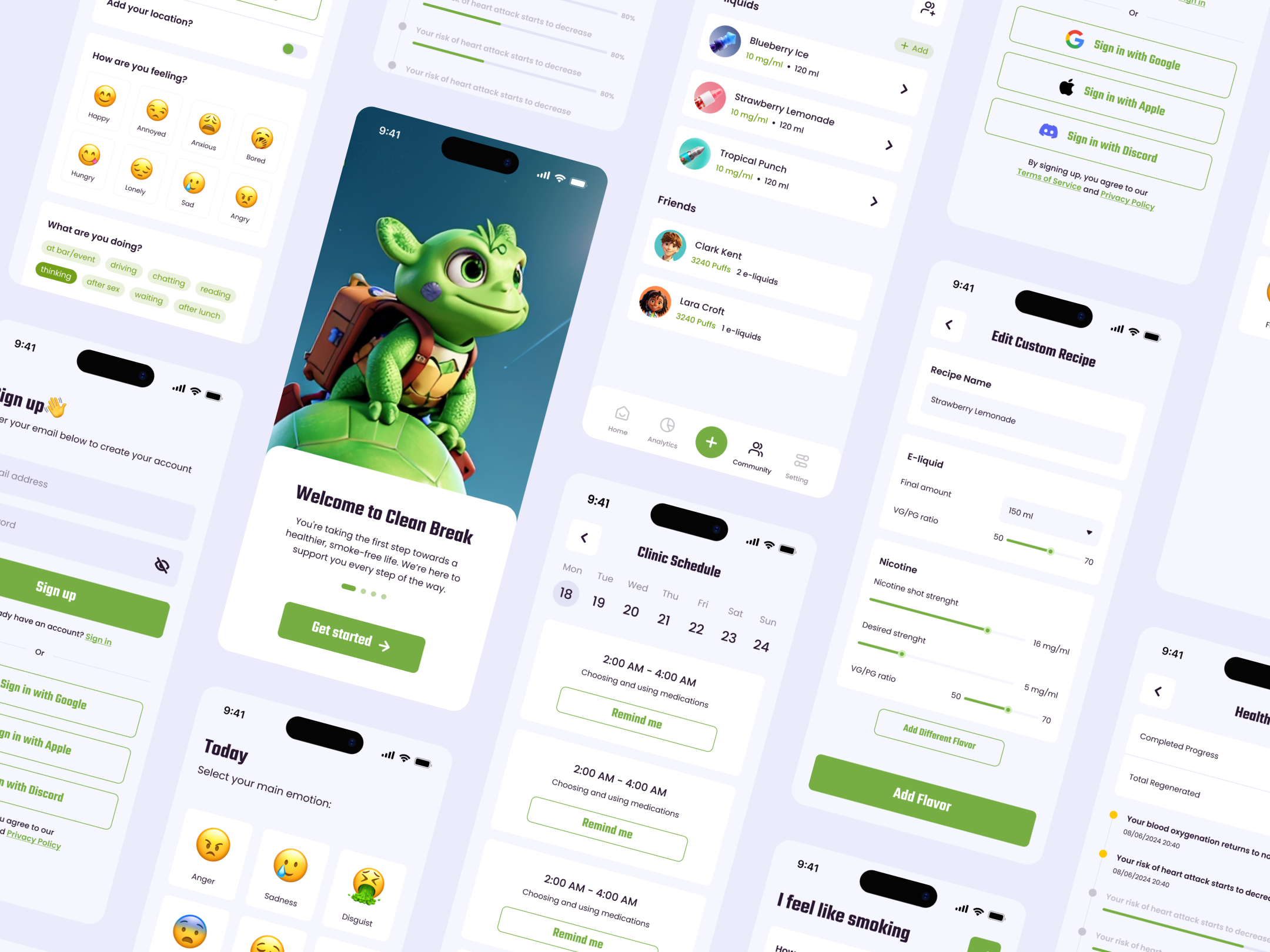 Clean Break | Mobile App Design app assistant cigarette clean design disease habit healthy mobile monitoring puff quit service smoke smoking suarasa tracker ui vape