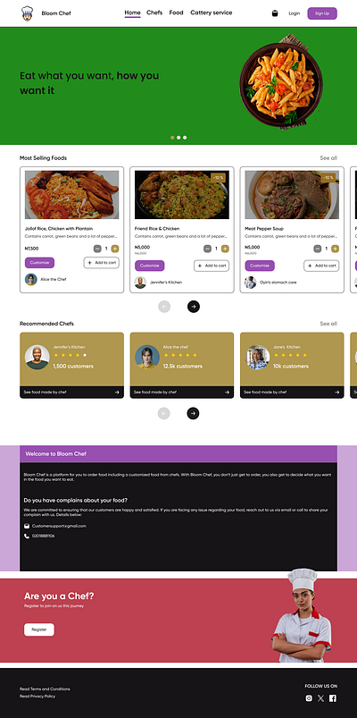 Bloom Chef restuarant ui uiux design web