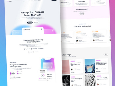 Financial – Finance Management Platform UI Design app design clean layout design system digital banking figma design finance app financial technology gradient colors interactive design minimalist design mobile app ui modern design product design responsive design ui ux design user experience user interface visual design web design
