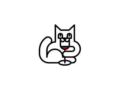 Sommelier cat cat character logo logotype minimalism sommelier wine