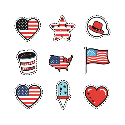 Hand Draw American sticker abstract branding graphic design logo motion graphics