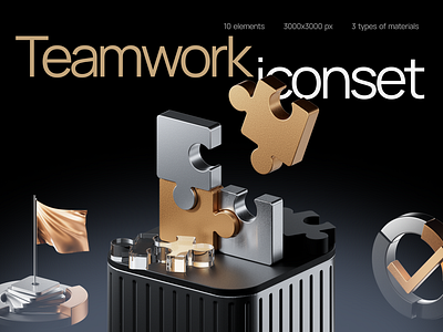 Teamwork icon set (part 3) 3d 3d icon branding design flag graphic design icon iconset puzzle target team teamwwork ui ux work