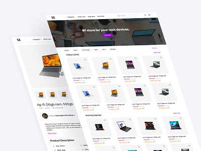 Laptop E commerce store front - User side app design ui ux