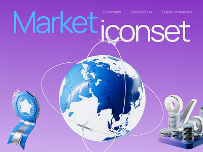 Market icon set (part 4) 3d 3d icon best branding gift graphic design icon iconset logo market percent planet prise sale save set trade ui ux world