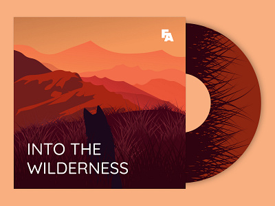 Into the wilderness 2024 album album cover branding cd cover dog german shepard graphic design illustration landscape logo minimal orange red silohouttee ui vinyl web wilderness
