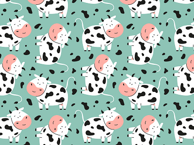 Cute cow seamless pattern packaging textile wrapping