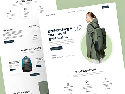 Adventure Pak Website backpack bag bag design fashion figma landing page product uiux web design website
