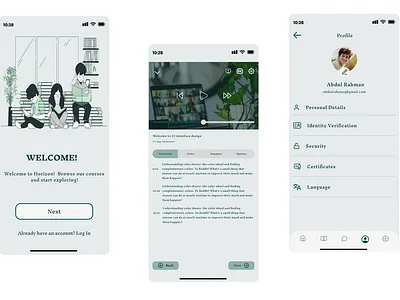 Horizon E-Learning App app design ui