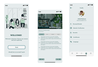 Horizon E-Learning App app design ui