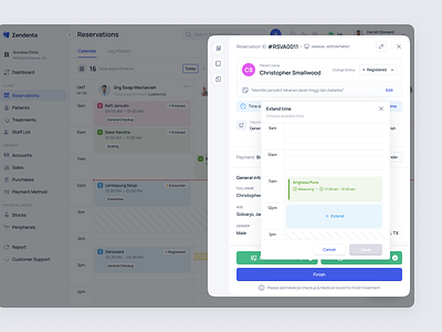 Zendenta - Extend Time appointment clinic dental extend time management patient product design reservation saas ui ui ux ux web app web design