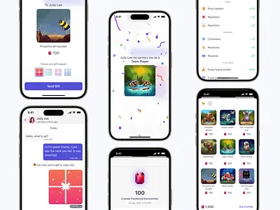 Sending virtual gift! appreciate buy crystals gifts in app purchase ios native mobile design tokens transactions ui design user experience virtual gift web3