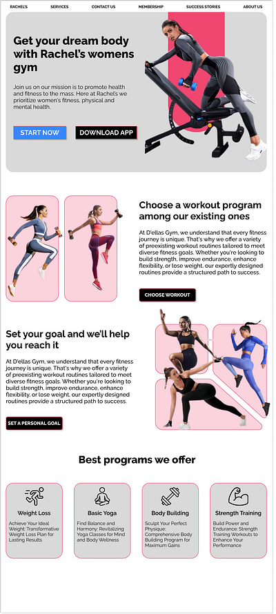 Women's gym landing page appdesign gym gymdesign landing page design mobileappdesign ui ui ux design uidesign uiux uiuxdesigner webdesign websitedesign